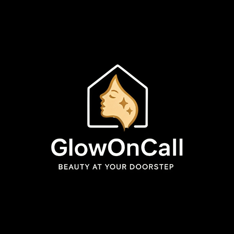 GlowOnCall logo featuring elegant feminine silhouette in gold tones